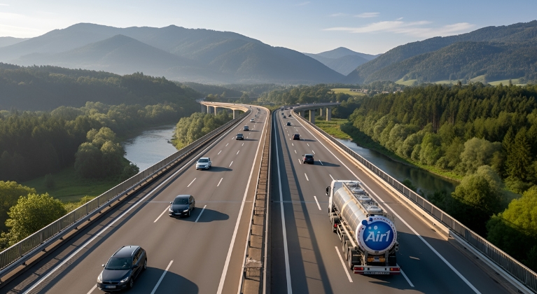 highway from above with adblue track